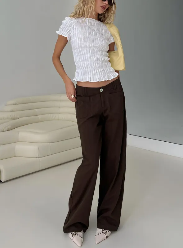 Vendi Low Rise Pant Chocolate sold by Princess Polly
