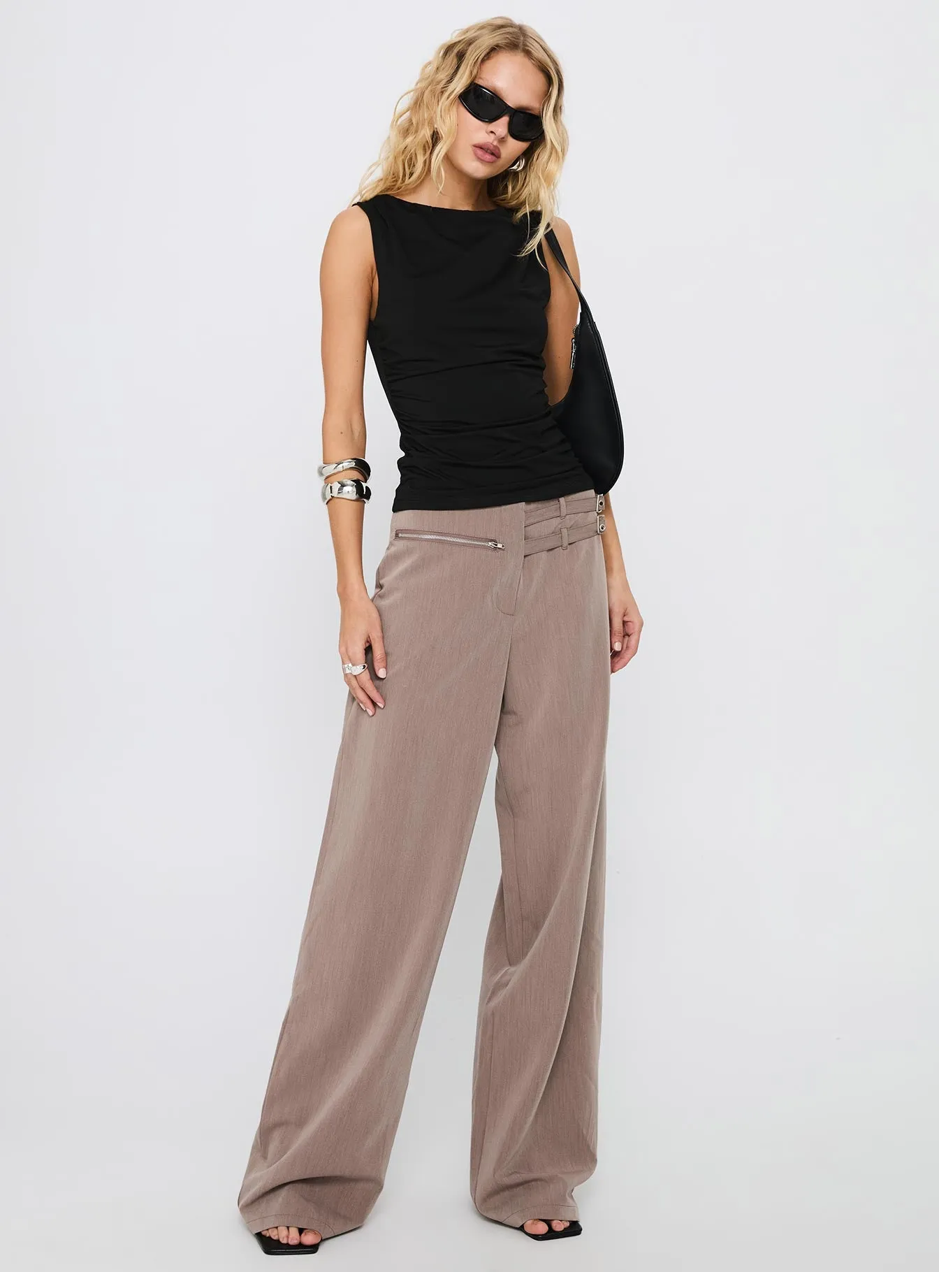 Rinah Belted Pants Brown sold by Princess Polly product image thumbnail 3