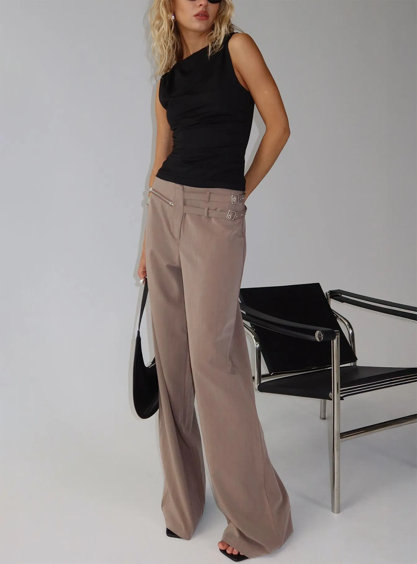 Rinah Belted Pants Brown sold by Princess Polly