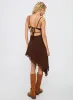 Secret Gardens Asymmetrical Midi Dress Brown sold by Princess Polly