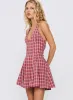 Out Of Nowhere Halter Mini Dress Red Check sold by Princess Polly
