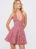 Out Of Nowhere Halter Mini Dress Red Check sold by Princess Polly