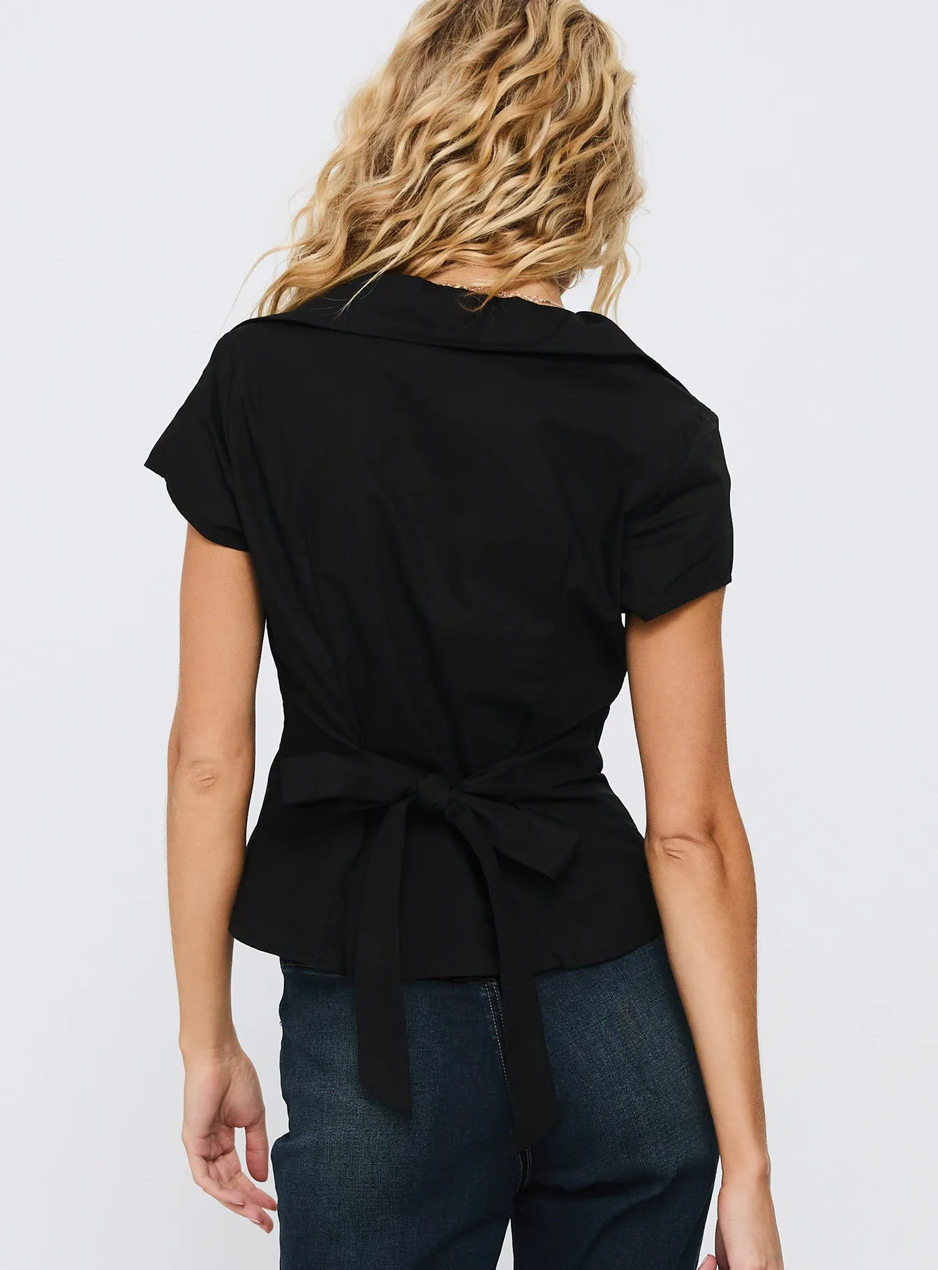 Akiyo Button Up Blouse Top Black sold by Princess Polly product image thumbnail 5