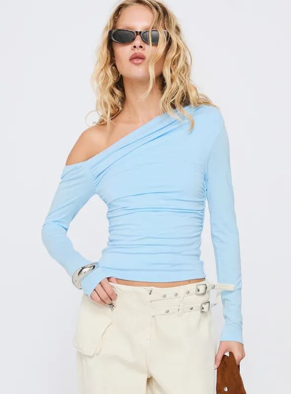 Beller Long Sleeve Top Light Blue sold by Princess Polly