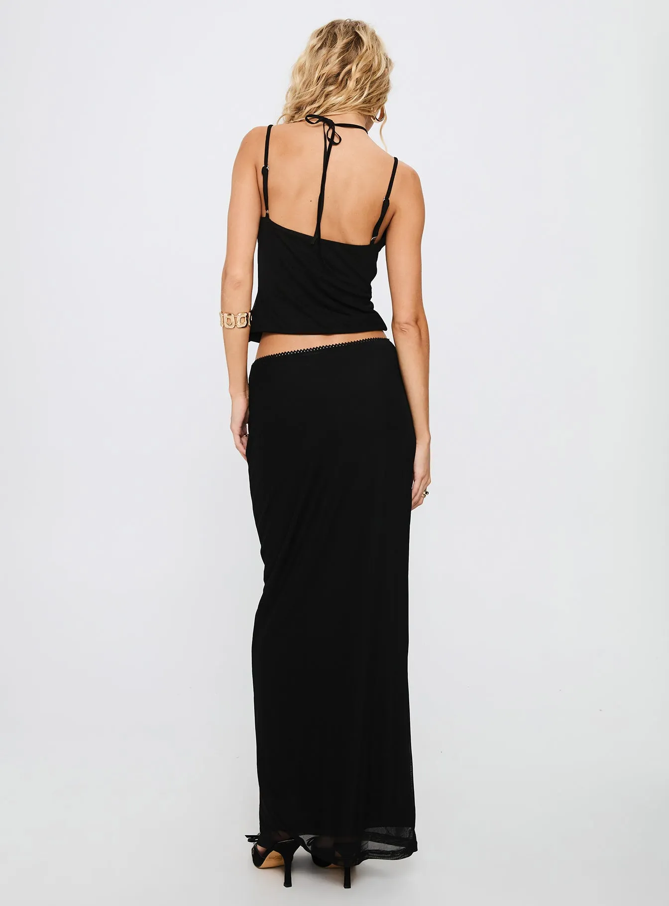 Reiko Lace Trim Tie Front Maxi Set Black sold by Princess Polly product image thumbnail 4