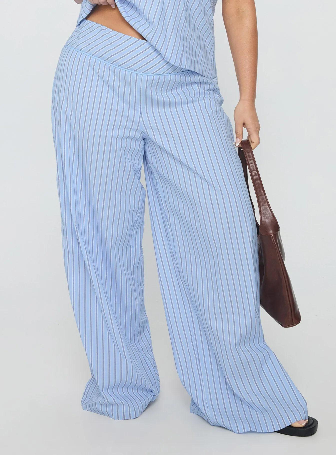 Sofea Mid Rise Pant Blue Stripe Curve sold by Princess Polly product image thumbnail 2