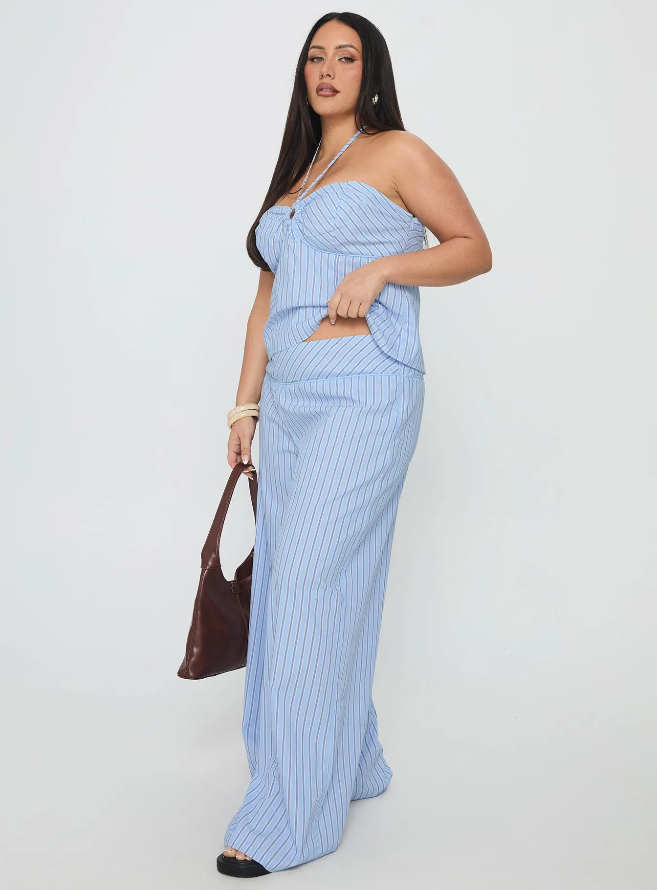 Sofea Mid Rise Pant Blue Stripe Curve sold by Princess Polly product image thumbnail 4