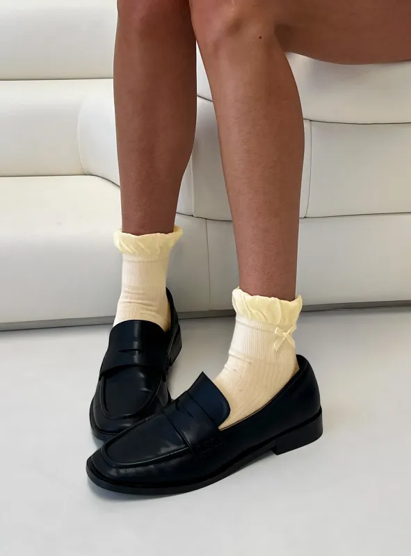 Ceyla Frill Socks Yellow Polka sold by Princess Polly