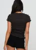 Romelle Shirred Top Black / Brown Plaid Petite sold by Princess Polly