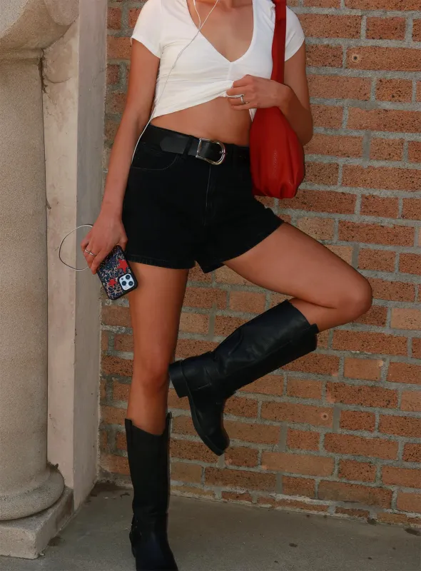 Tropicana Denim Shorts Washed Black sold by Princess Polly