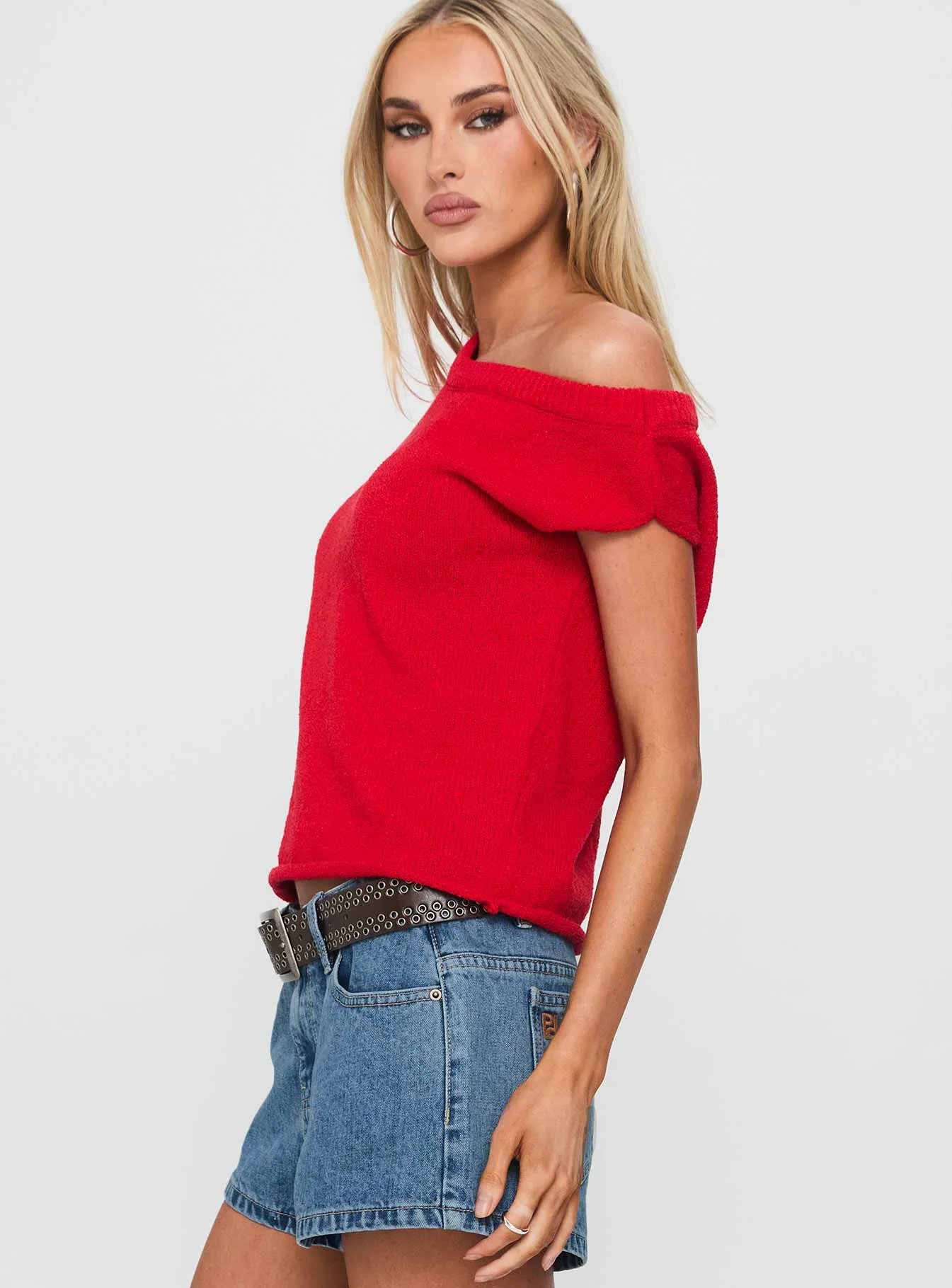 Ashfield Off Shoulder Top Red sold by Princess Polly product image thumbnail 4