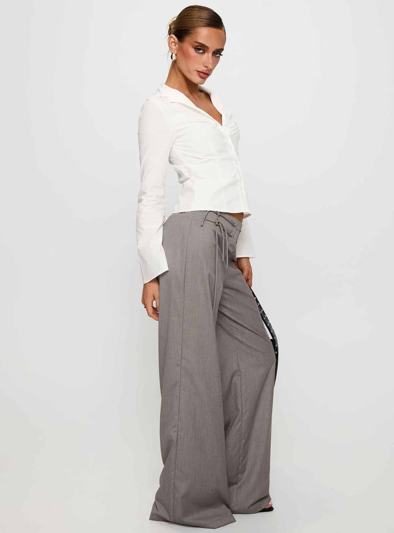Just Have Fun Wide Leg Pant Grey Petite sold by Princess Polly product image thumbnail 5