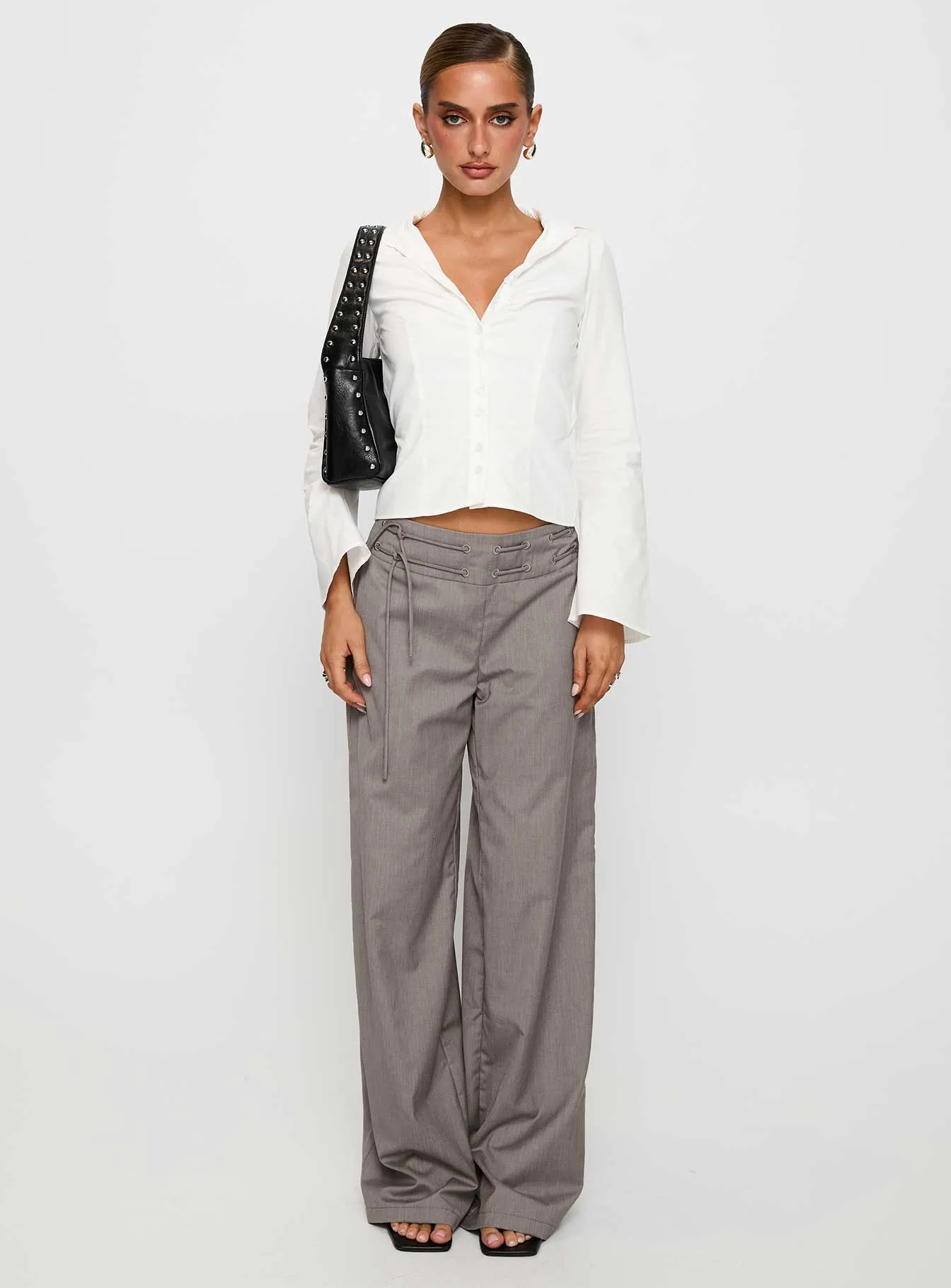 Just Have Fun Wide Leg Pant Grey Petite sold by Princess Polly product image thumbnail 2