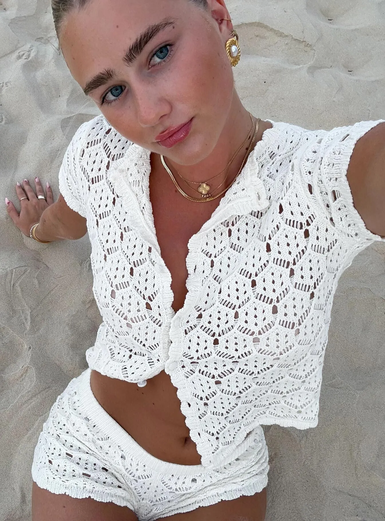 Sun Still Shines Crochet Set White Tall sold by Princess Polly