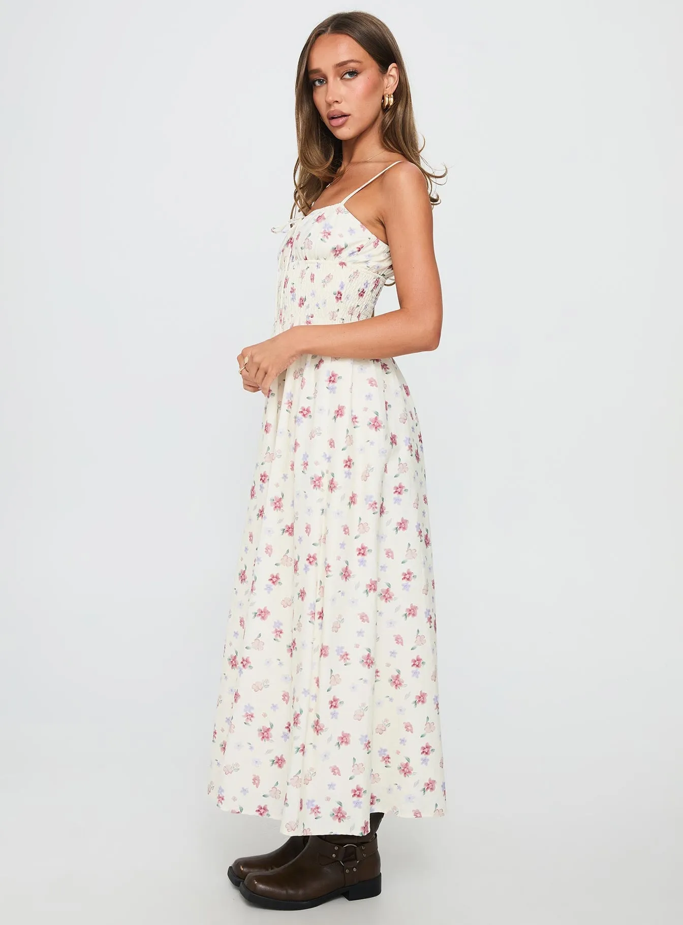 Pearle Shirred Maxi Dress White Floral sold by Princess Polly product image thumbnail 3