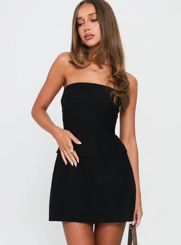 Nutmeg Strapless Mini Dress Black sold by Princess Polly