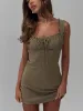 Lillette Frill Mini Dress Olive sold by Princess Polly