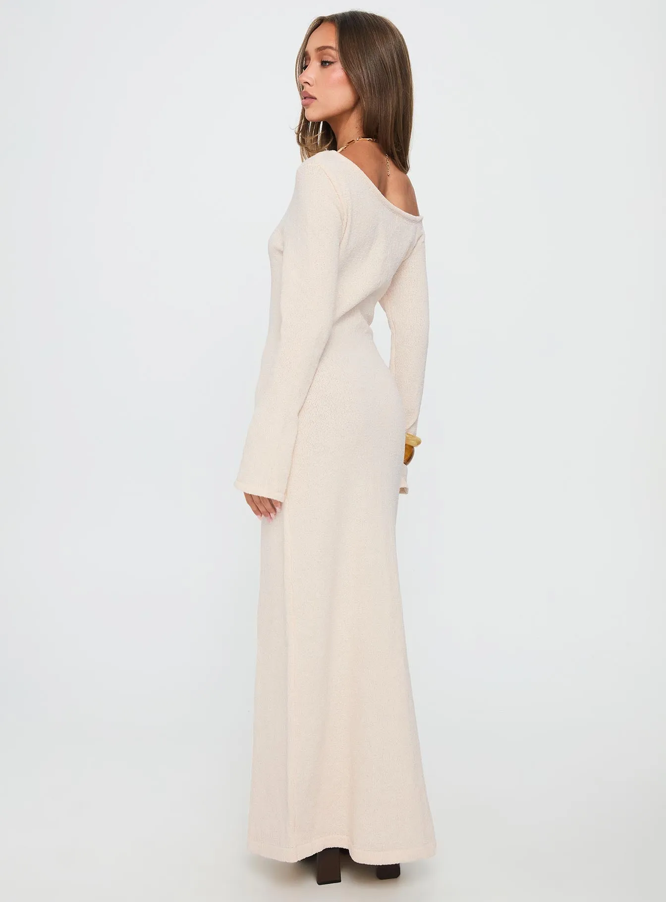 Kloey Long Sleeve Knit Maxi Dress Cream sold by Princess Polly product image thumbnail 5