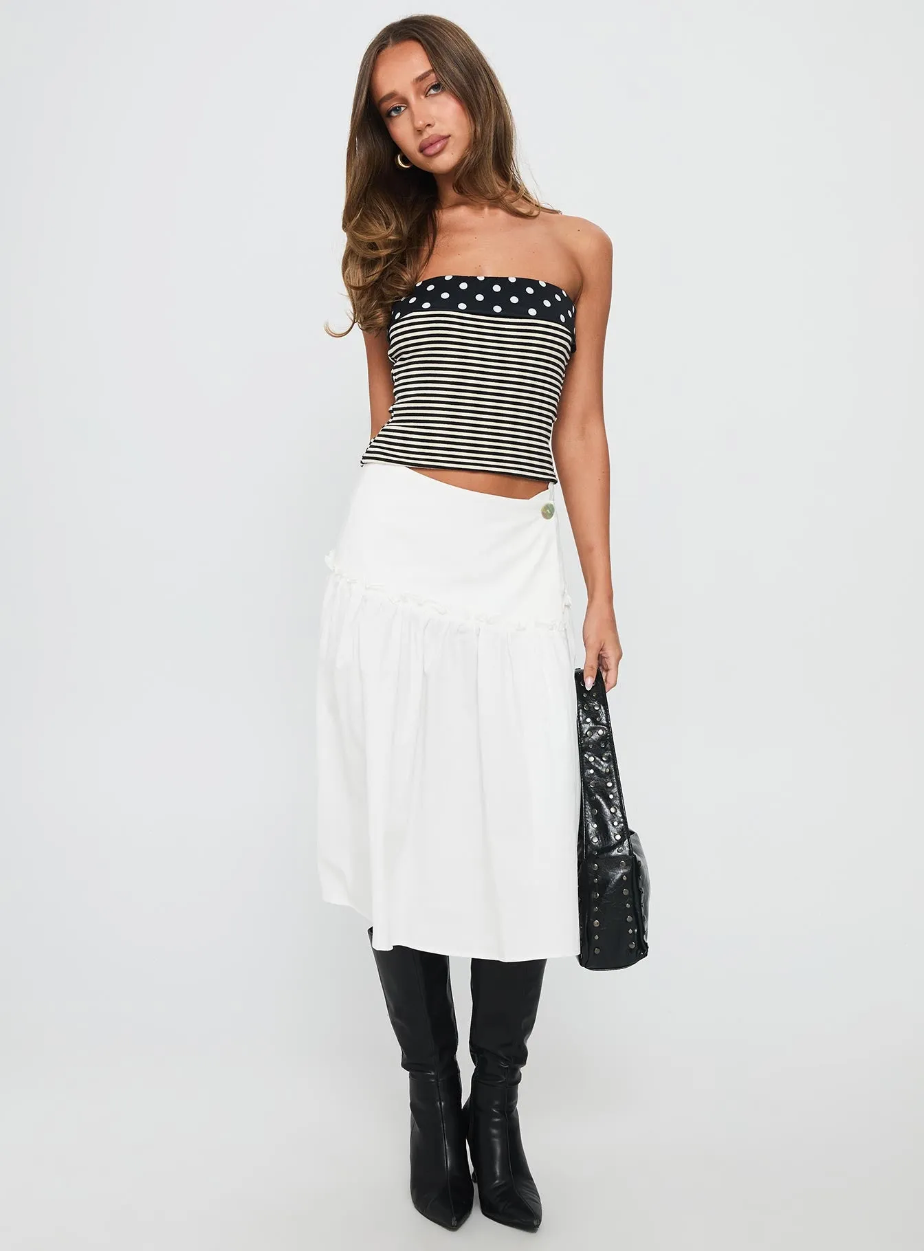 Jonsie Tiered Frill Midi Skirt White sold by Princess Polly product image thumbnail 3