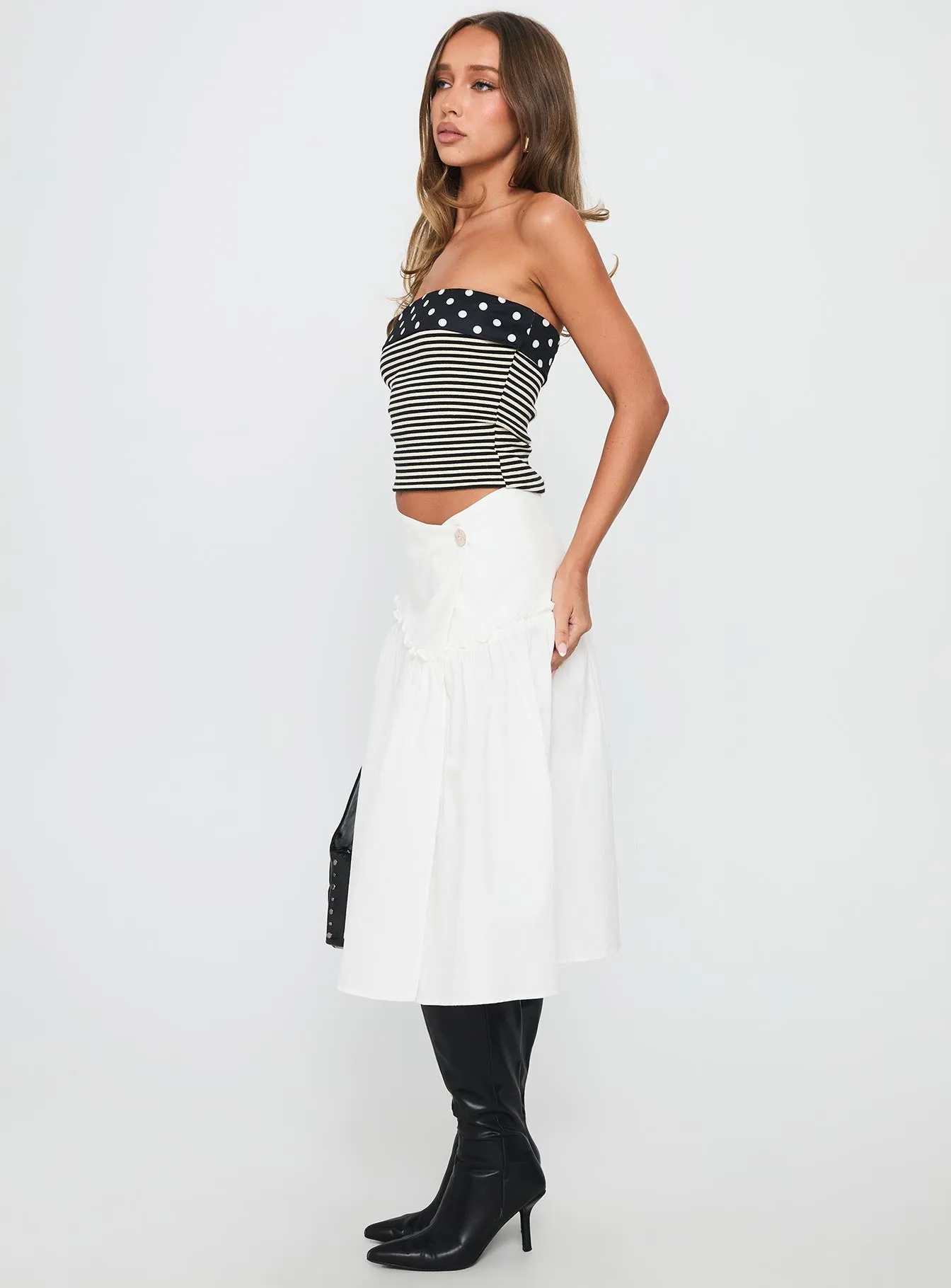 Jonsie Tiered Frill Midi Skirt White sold by Princess Polly product image thumbnail 4