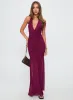 Jailyne Halter Plunge Maxi Dress Plum sold by Princess Polly