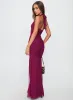 Jailyne Halter Plunge Maxi Dress Plum sold by Princess Polly