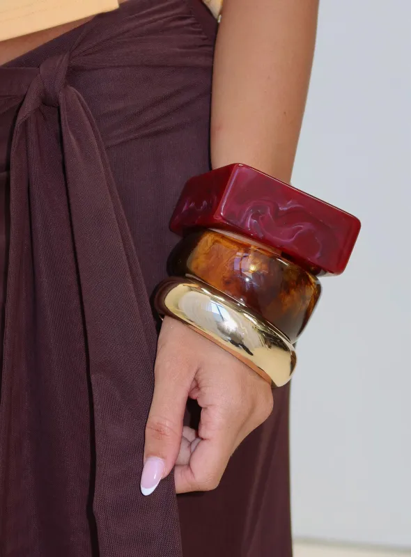 Need My Love Resin Cuff Set Multi sold by Princess Polly