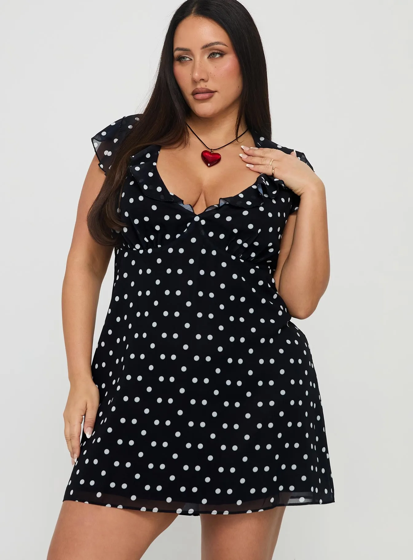 I Guess So Mini Dress Black Polka Dot Curve sold by Princess Polly product image thumbnail 2