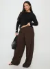 Khane Low Rise Wide Leg Pant Brown Pinstripe Curve sold by Princess Polly