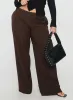 Khane Low Rise Wide Leg Pant Brown Pinstripe Curve sold by Princess Polly