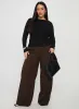 Khane Low Rise Wide Leg Pant Brown Pinstripe Curve sold by Princess Polly