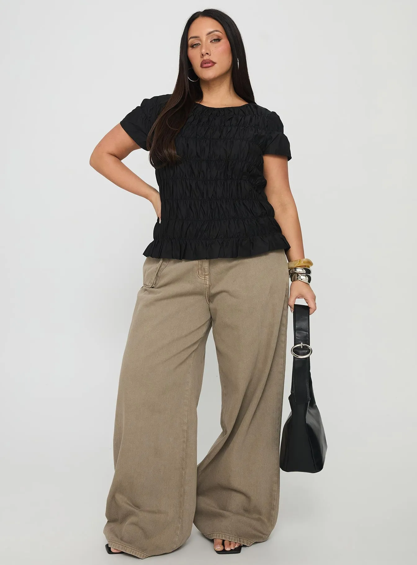 Spoiler Alert Ruched Top Black Curve sold by Princess Polly product image thumbnail 2