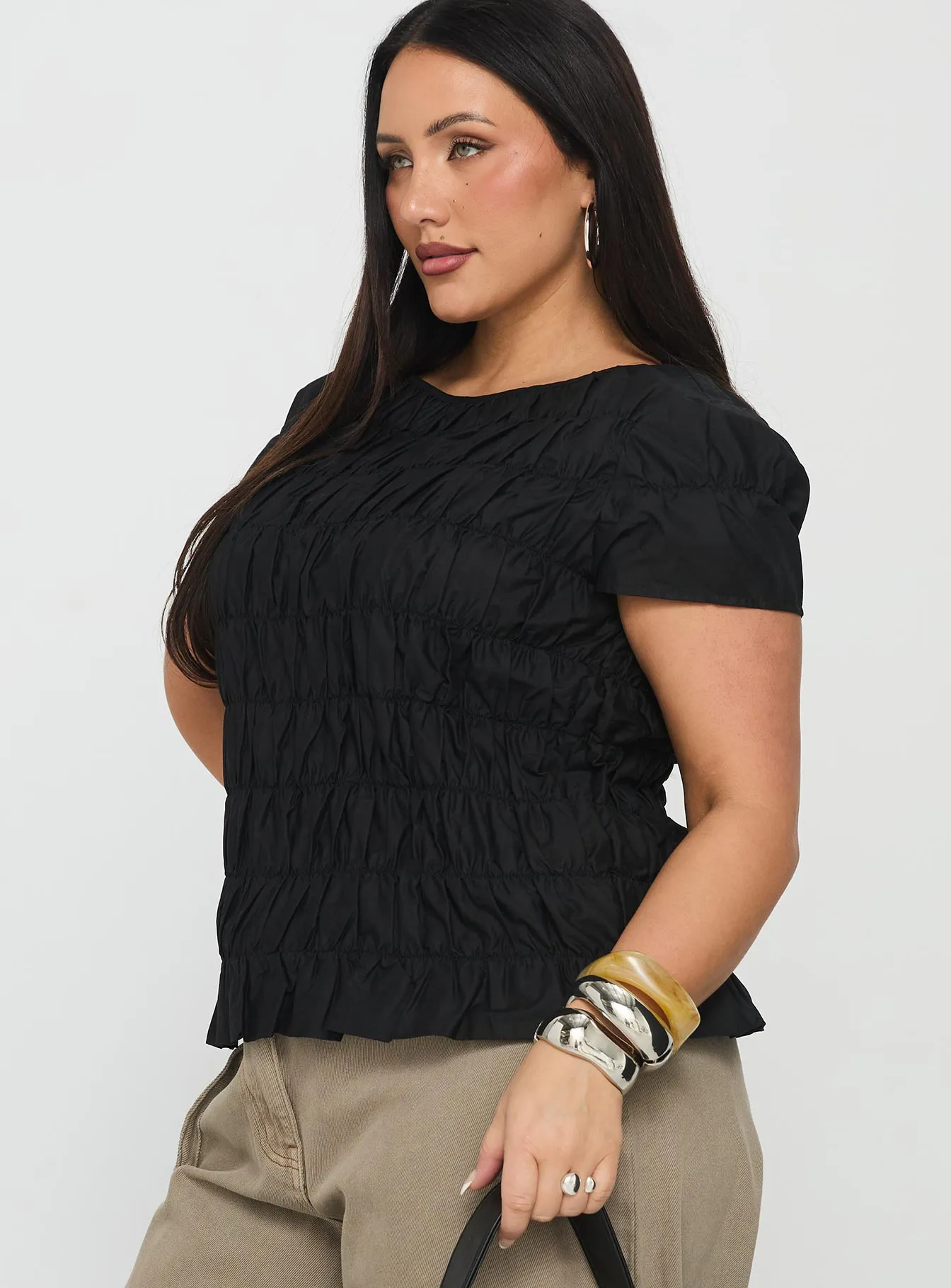 Spoiler Alert Ruched Top Black Curve sold by Princess Polly product image thumbnail 3