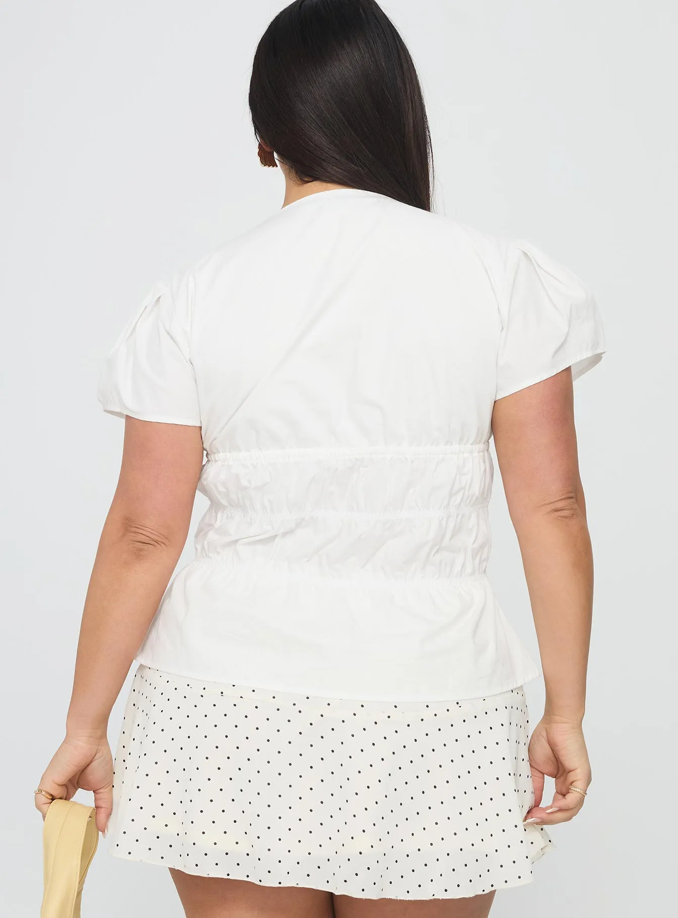 Paramour Ruched Short Sleeve Top White Curve sold by Princess Polly product image thumbnail 5