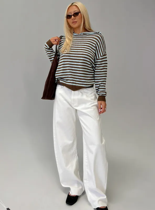 Kaio Mid Rise Barrel Leg Denim Jeans White sold by Princess Polly