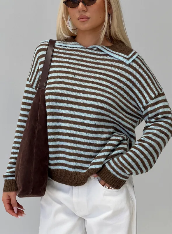 Moon Went Dark Collared Knit Sweater Stripe sold by Princess Polly