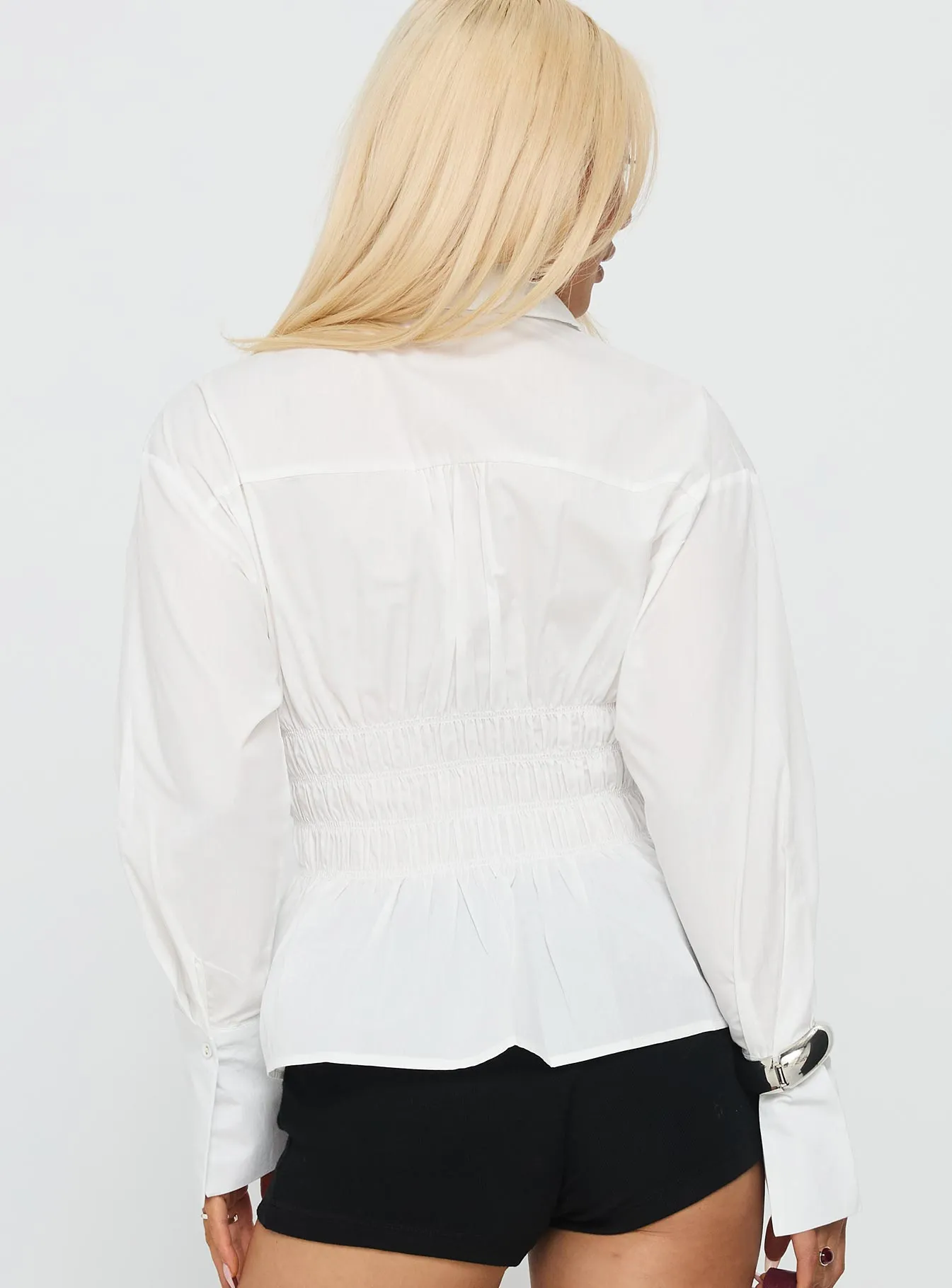 As You Are Shirred Button Up Top White sold by Princess Polly product image thumbnail 5