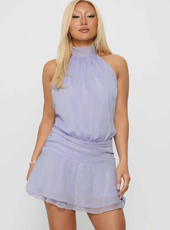 Maelis Backless Playsuit Purple sold by Princess Polly