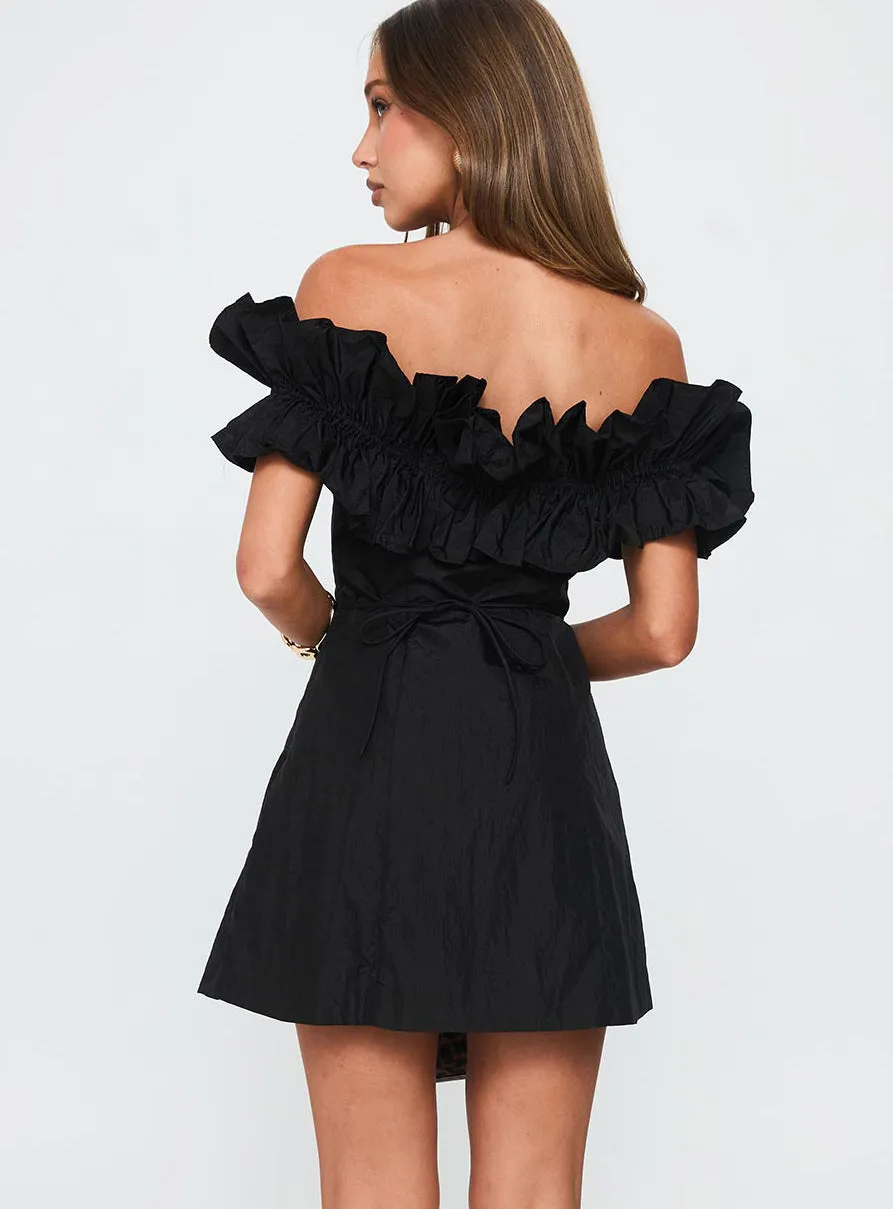 Rozetta Frill Neck Mini Dress Black sold by Princess Polly product image thumbnail 4
