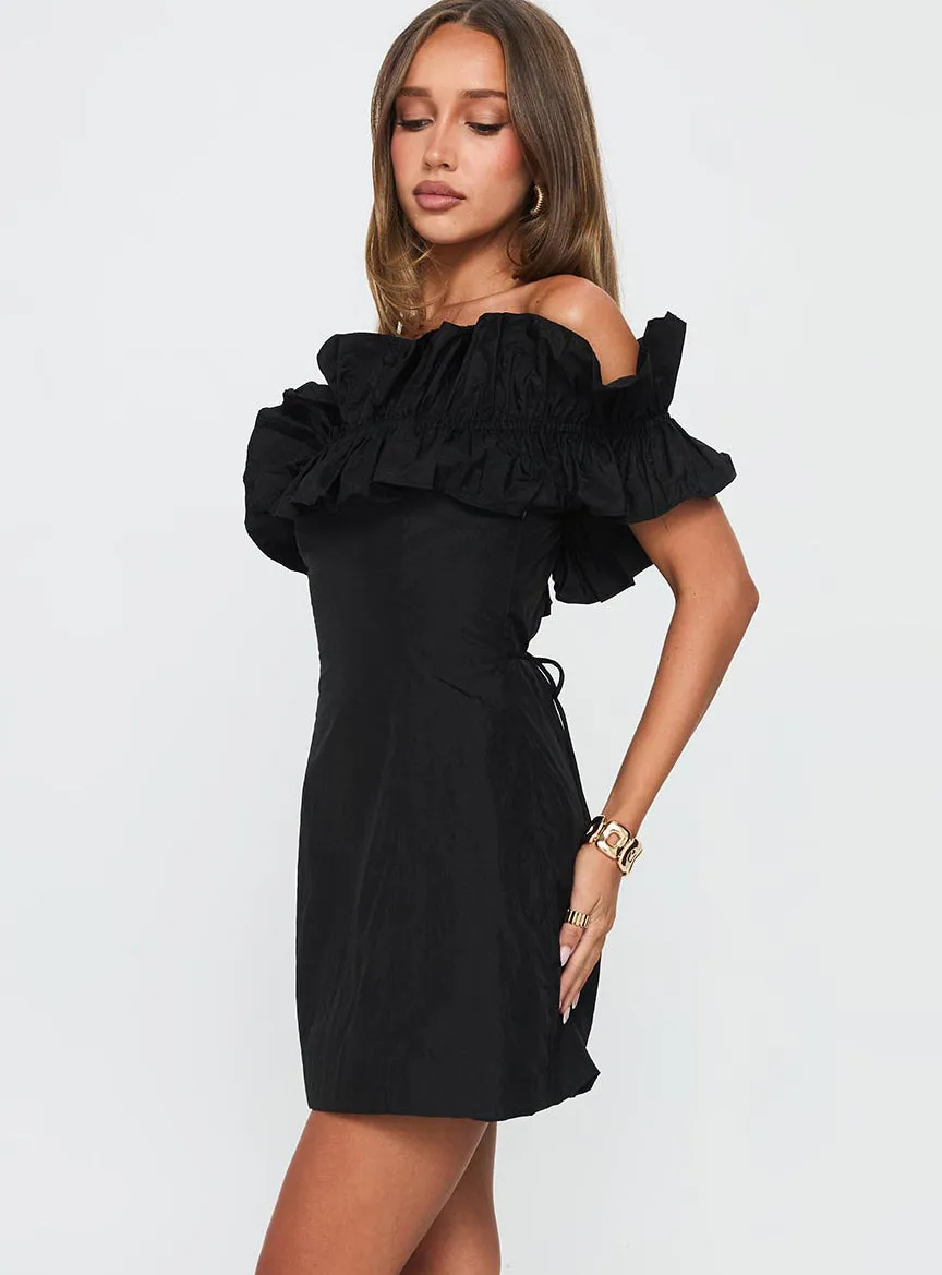Rozetta Frill Neck Mini Dress Black sold by Princess Polly product image thumbnail 3