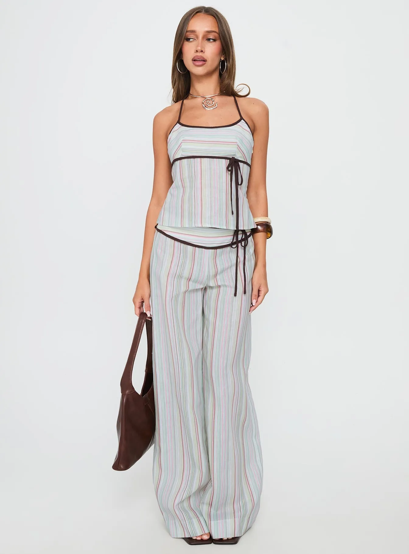Taylar Tie Bust Top Green Stripe sold by Princess Polly product image thumbnail 3