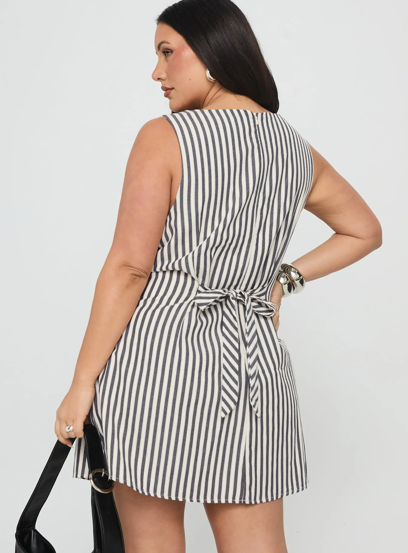 Alfalfa Shift Mini Dress Grey Stripe Curve sold by Princess Polly product image thumbnail 5