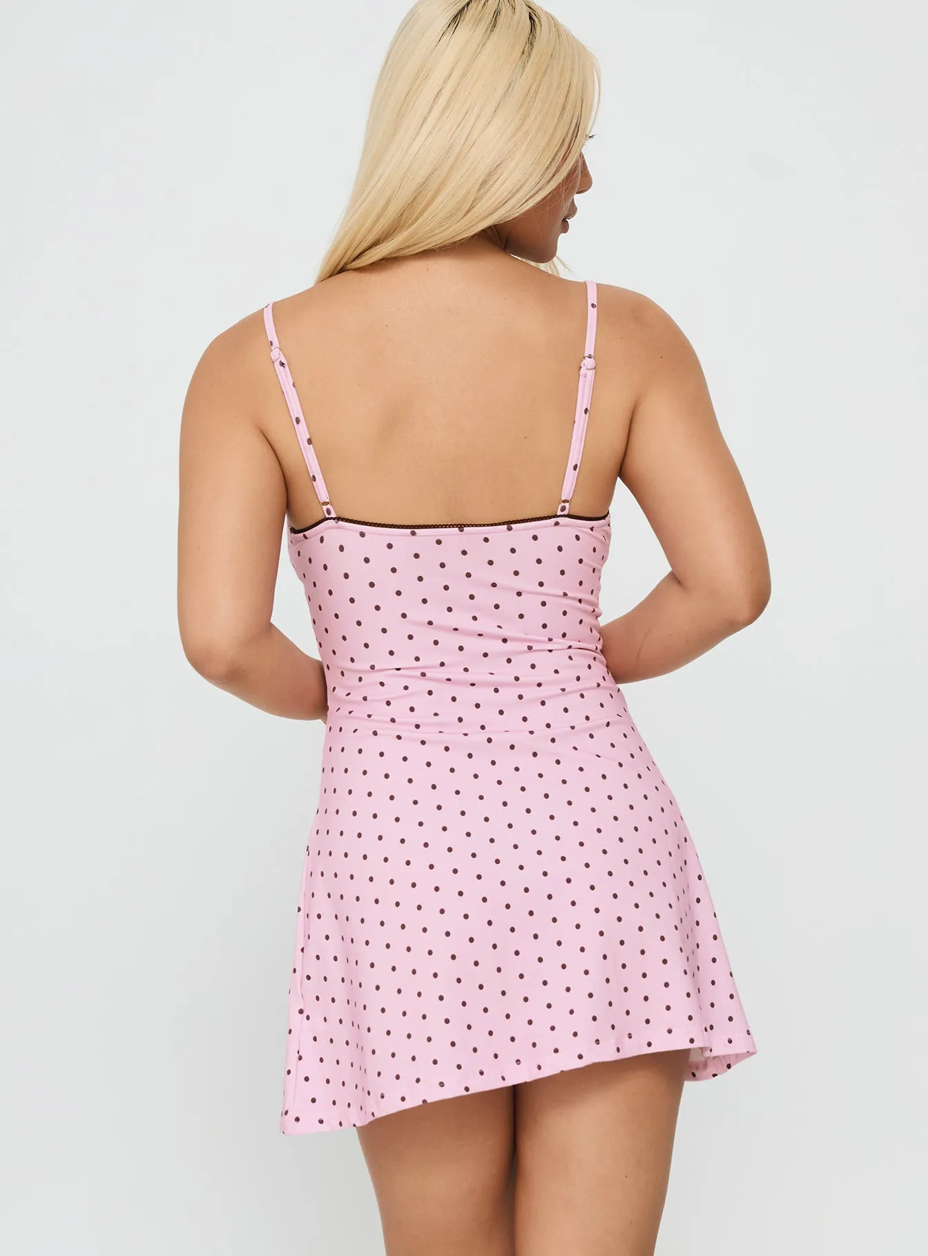 Sleep Schedule Sleep Mini Dress Pink Polka sold by Princess Polly product image thumbnail 5