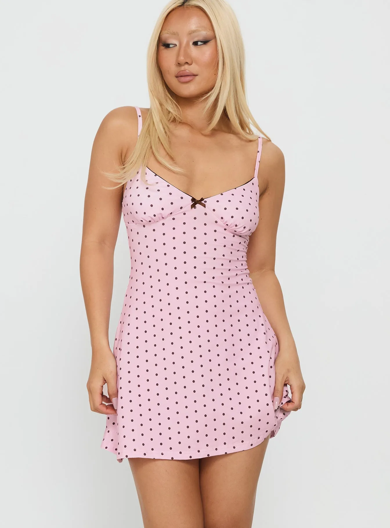 Sleep Schedule Sleep Mini Dress Pink Polka sold by Princess Polly product image thumbnail 2