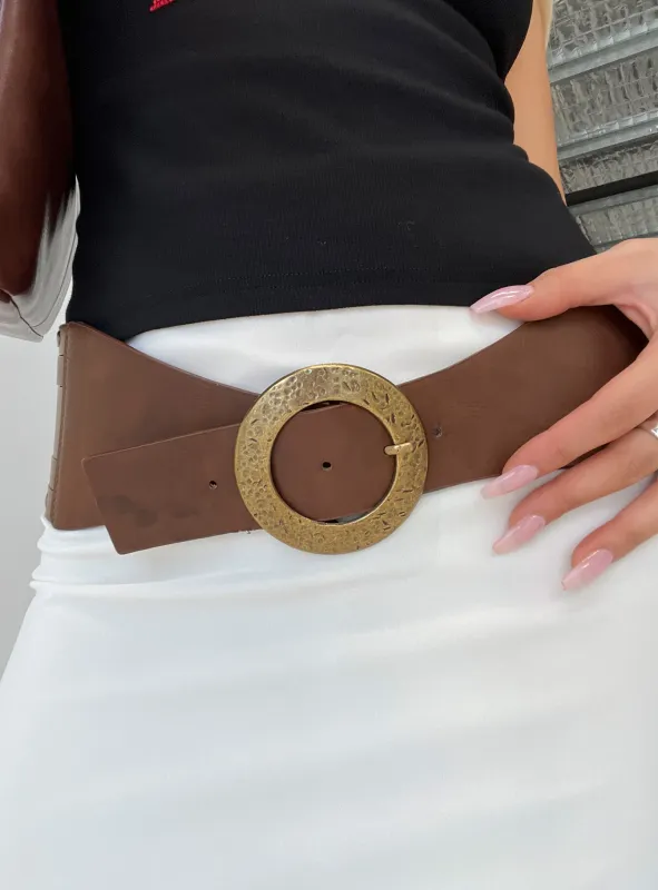 Vanish Faux Leather Belt Brown sold by Princess Polly
