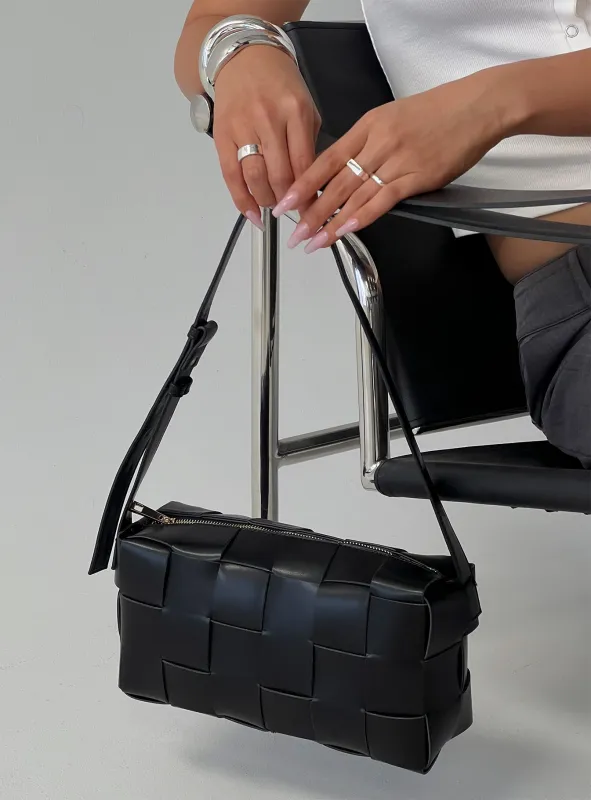 Declynn Woven Shoulder Bag Black sold by Princess Polly