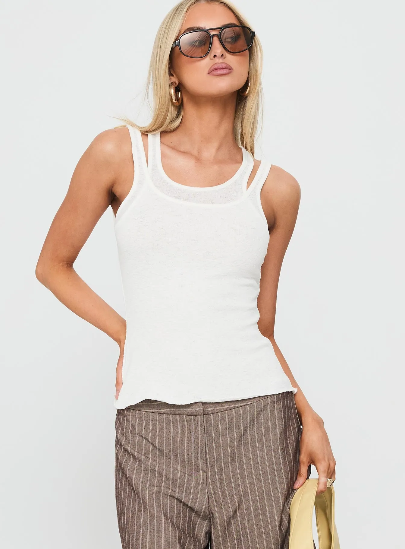 Ceyla Layered Tank Top White sold by Princess Polly product image thumbnail 2