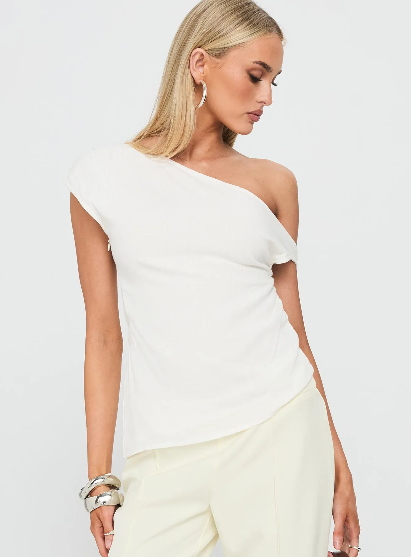 Kaylani One Shoulder Drape Top White sold by Princess Polly product image thumbnail 2
