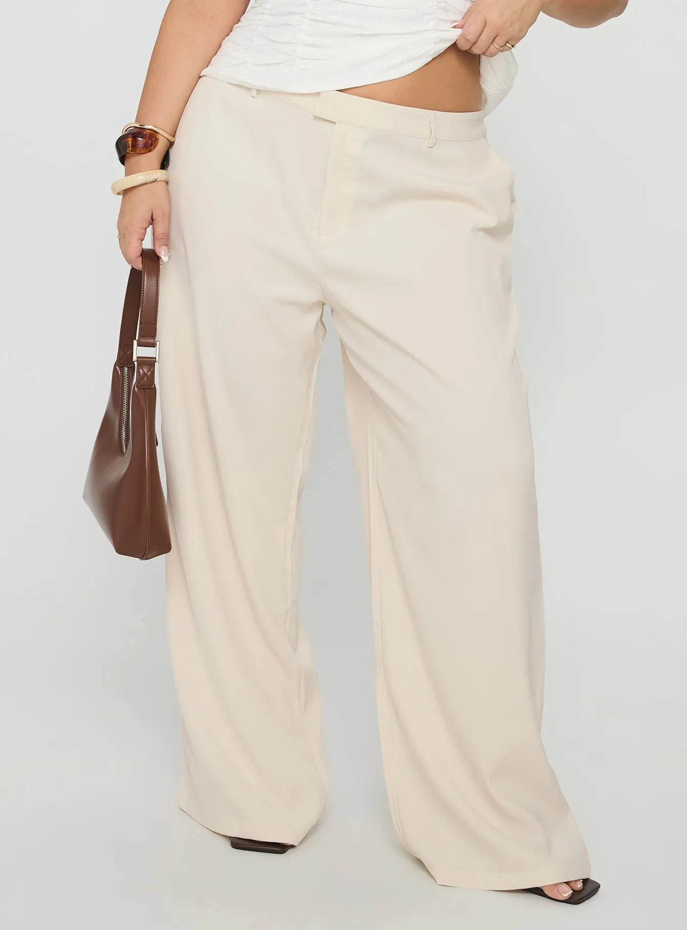 Irresistible Wide Leg Pant Cream Curve sold by Princess Polly product image thumbnail 2