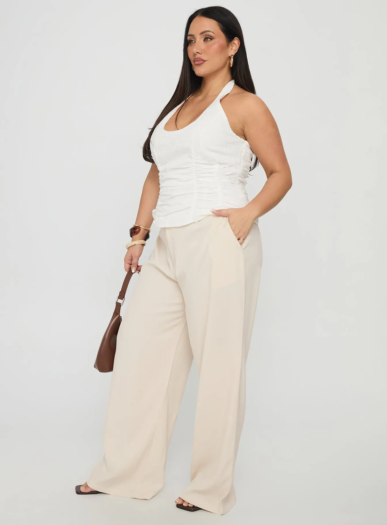 Irresistible Wide Leg Pant Cream Curve sold by Princess Polly product image thumbnail 4